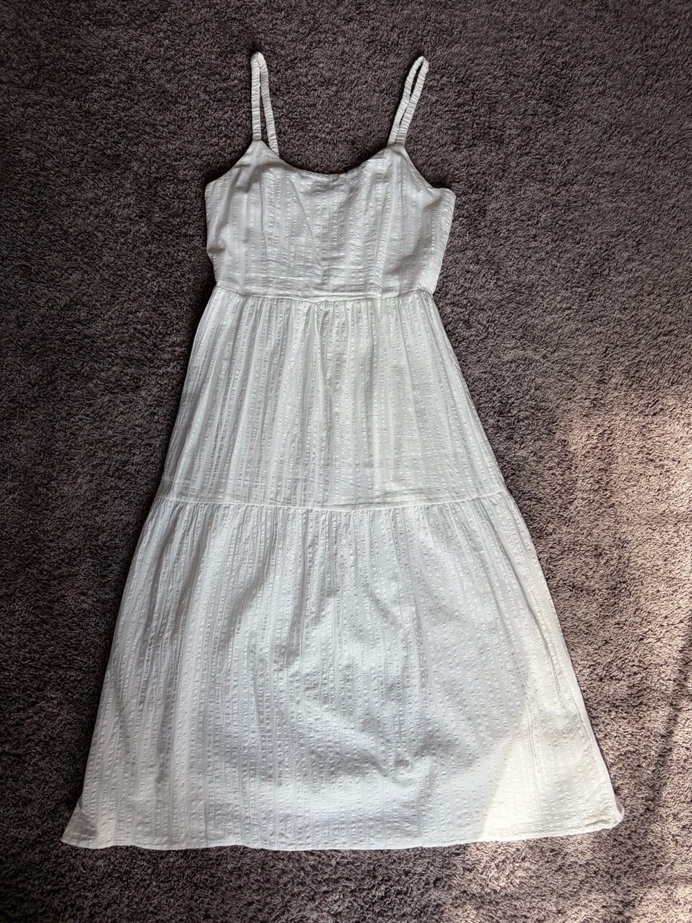 Lucky Brand White Textured Maxi Dress with Spaghetti Straps